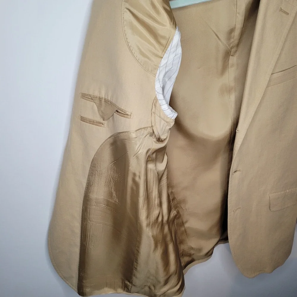Banana Republic Beige Tan Linen Cotton Blend Blazer Sports Jacket Mens Sz 42L